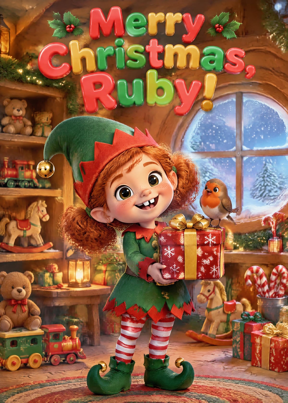 Christmas elf personalised card template