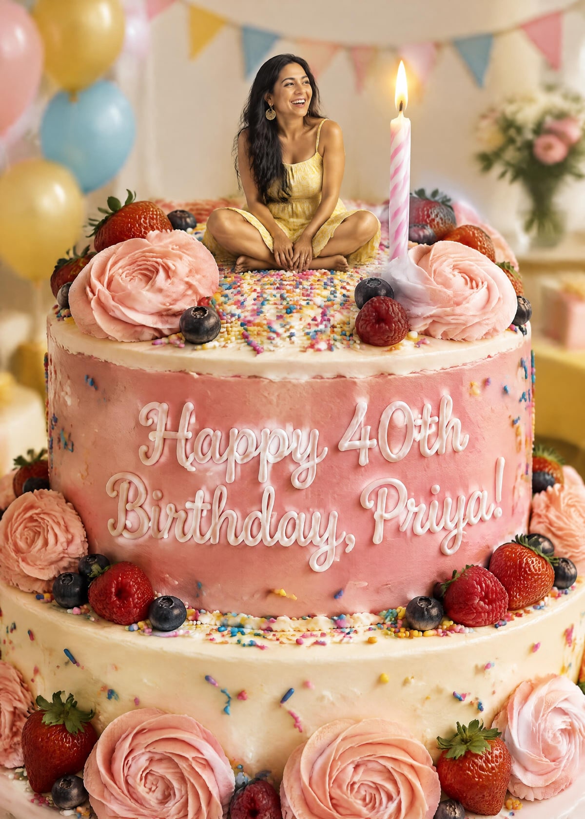 Giant birthday cake personalised card template