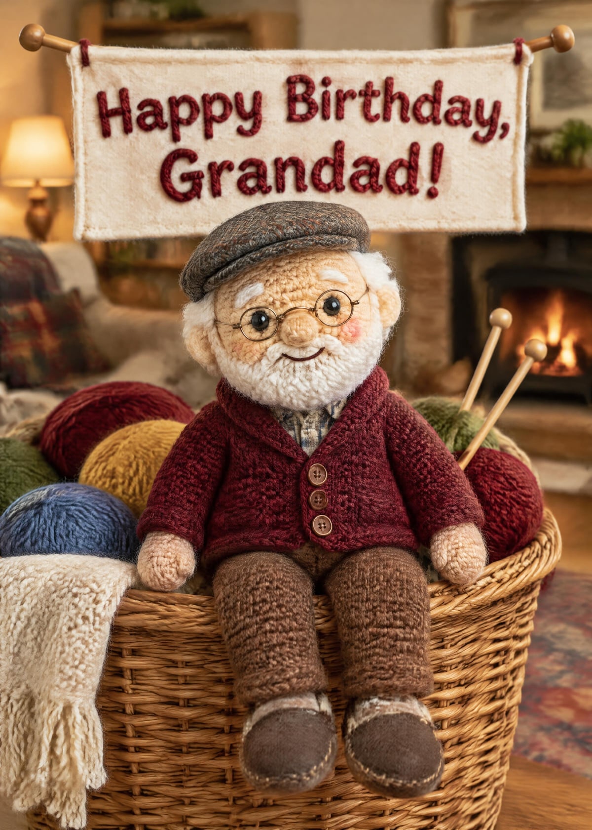 Knitted doll personalised card template