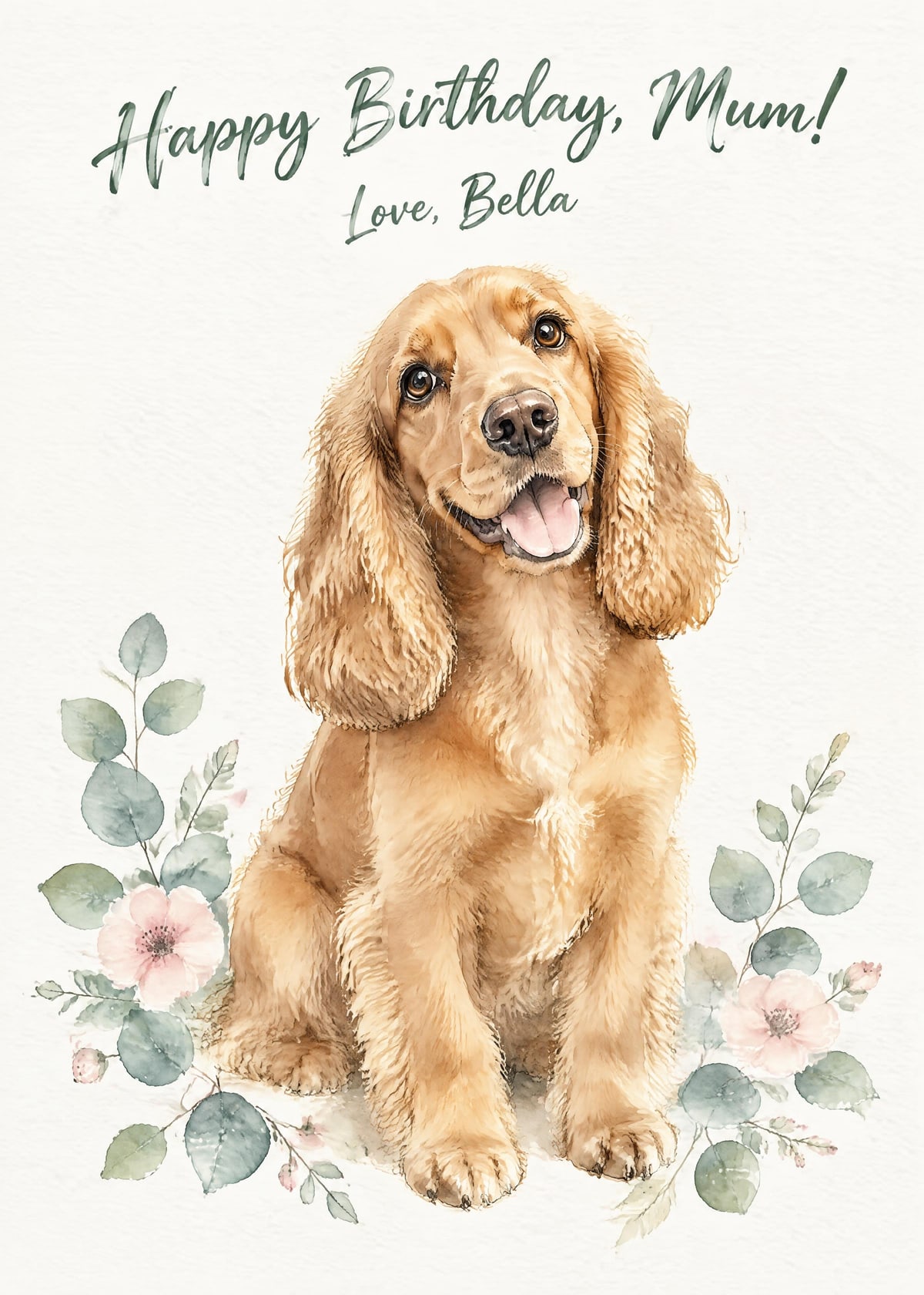Watercolour pet portrait personalised card template