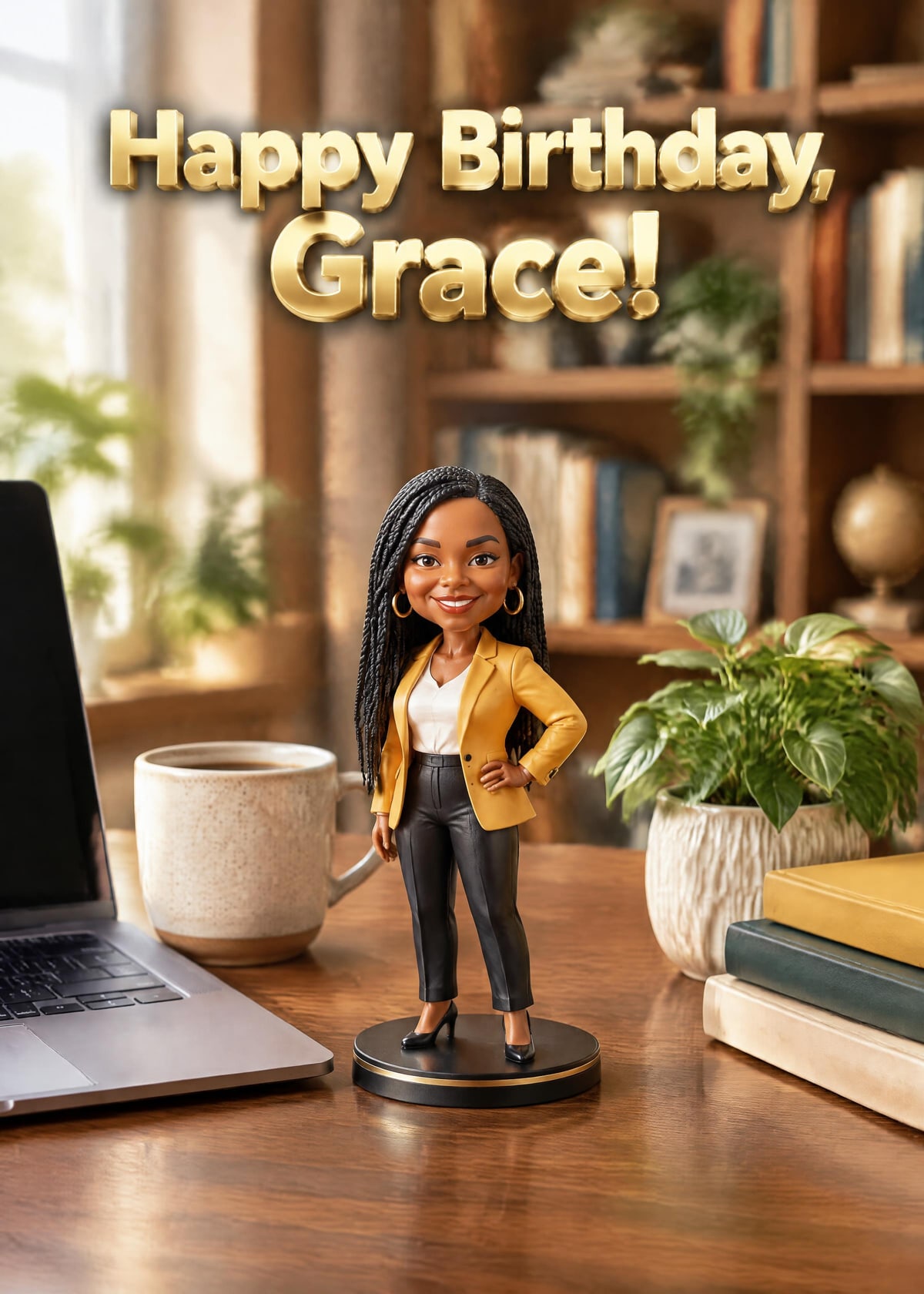 Desk statue personalised card template