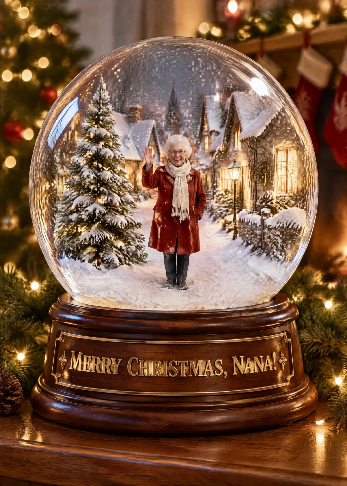 Snow globe personalised card template